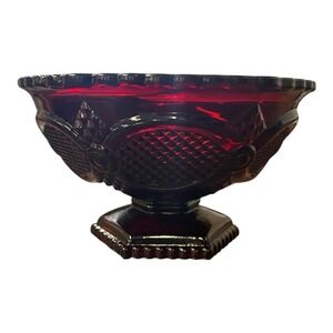 Avon The 1876 Cape Cod Collection Red Glass Candy Dish